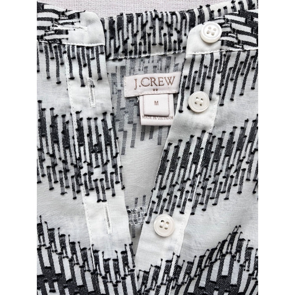 J. Crew Chevron Semi-Sheer Black & White Blouse Womens sz M Chic Spring Office - Picture 4 of 16